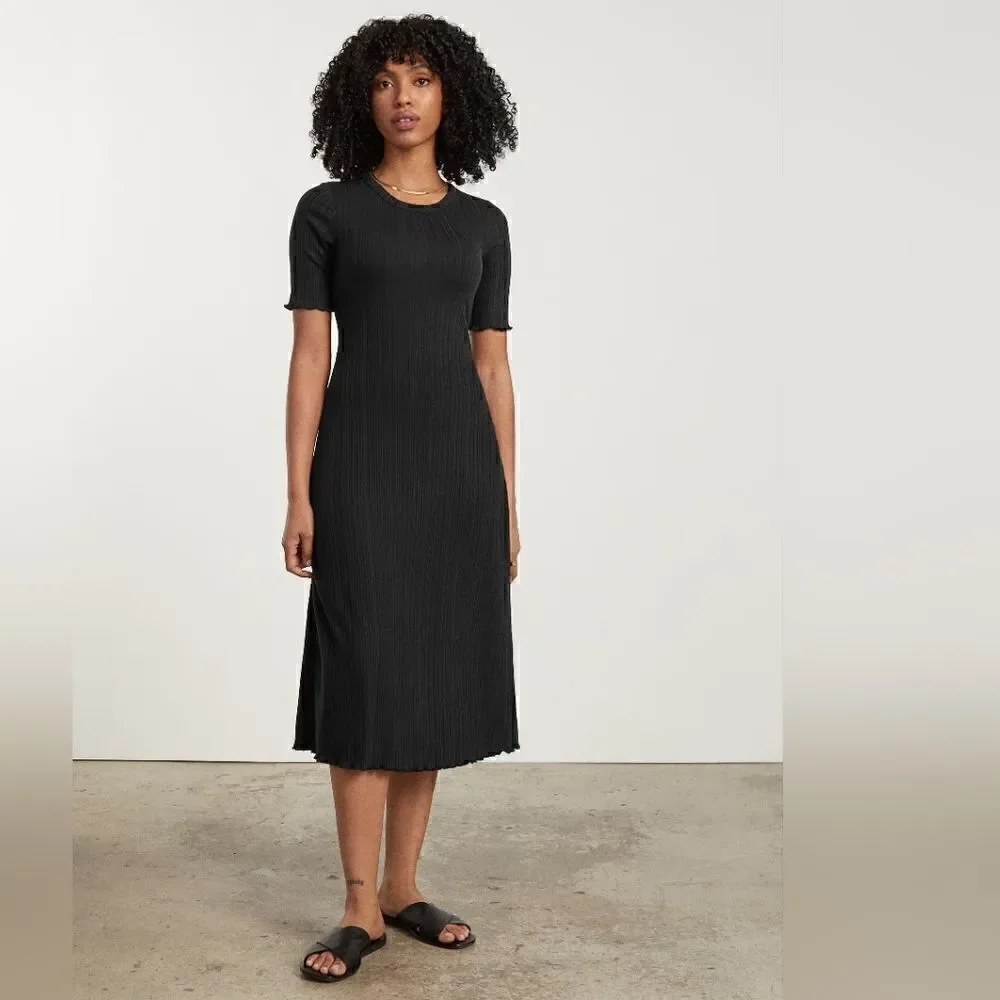 Everlane Rib Black Dress XS Whimsigoth Dark Feminine Witchy Romantic Boho
